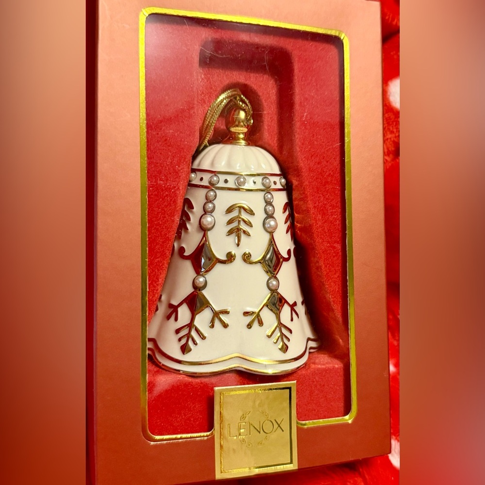 Lenox Elegant White and Gold Holiday Bell Ornament